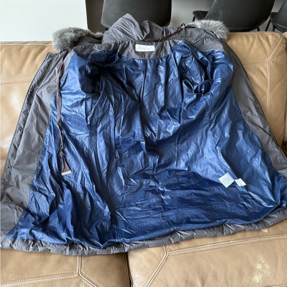 T Tahari Gray Hooded Puffer Coat - Picture 3 of 8